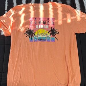 Orange Graphic T-Shirt with Palm Trees